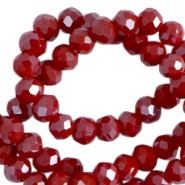 Top Facet kralen 8x6mm Dark crimson red-pearl shine coating